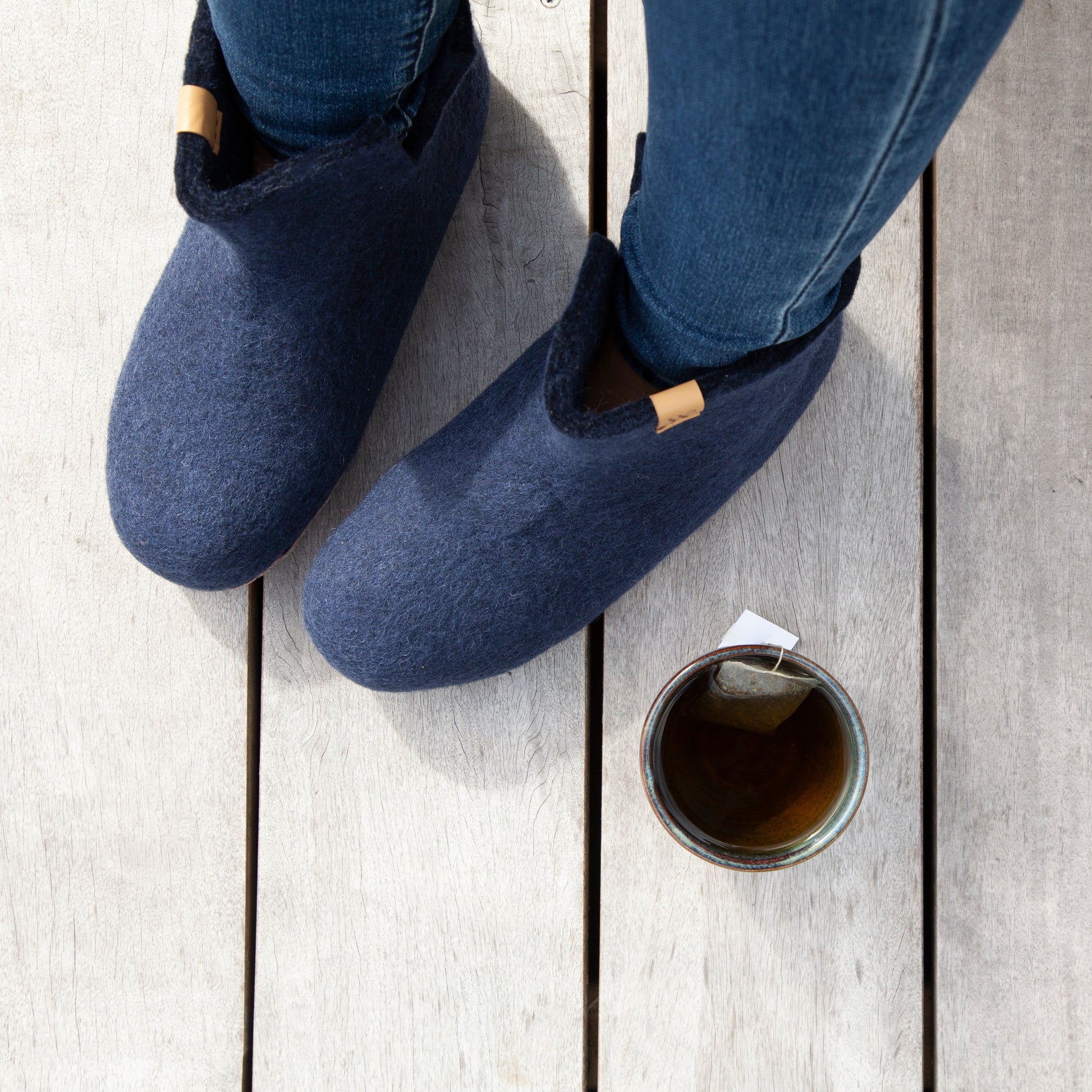 The Gotland - The Boot Slipper Navy | Gotland Boot | Wool Boots