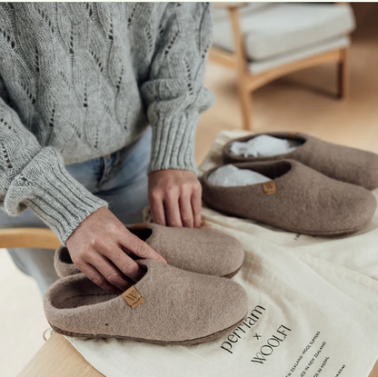 Woolfi X Perriam Suffolk Slip On Wool Slipper - Doe