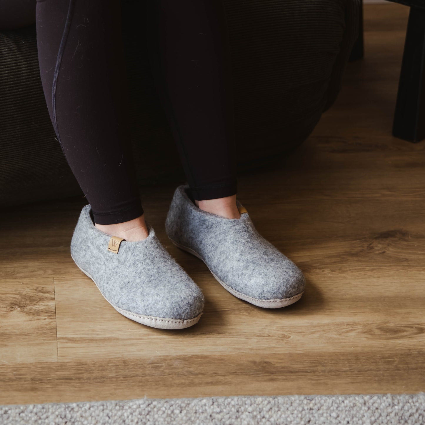 Wool slippers - house shoes in grey