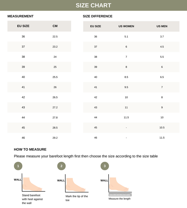 Sizing Chart Wool Slippers Woolfi