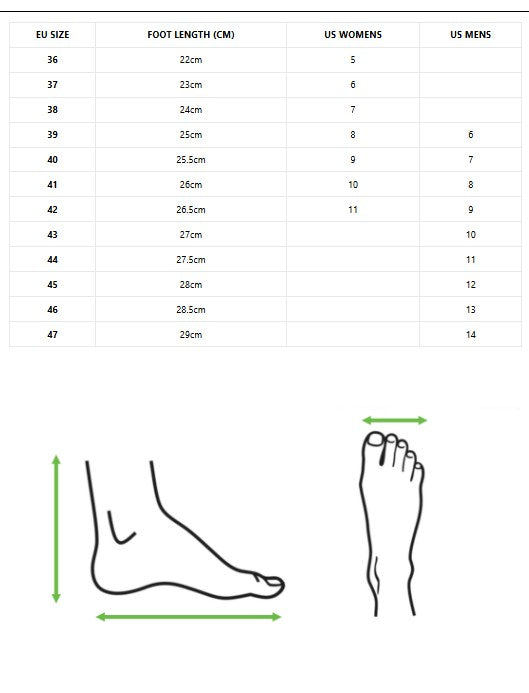 Sizing Chart Wool Slippers Woolfi